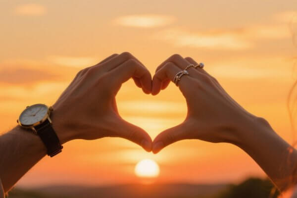 Romantischer Sonnenuntergang am Strand